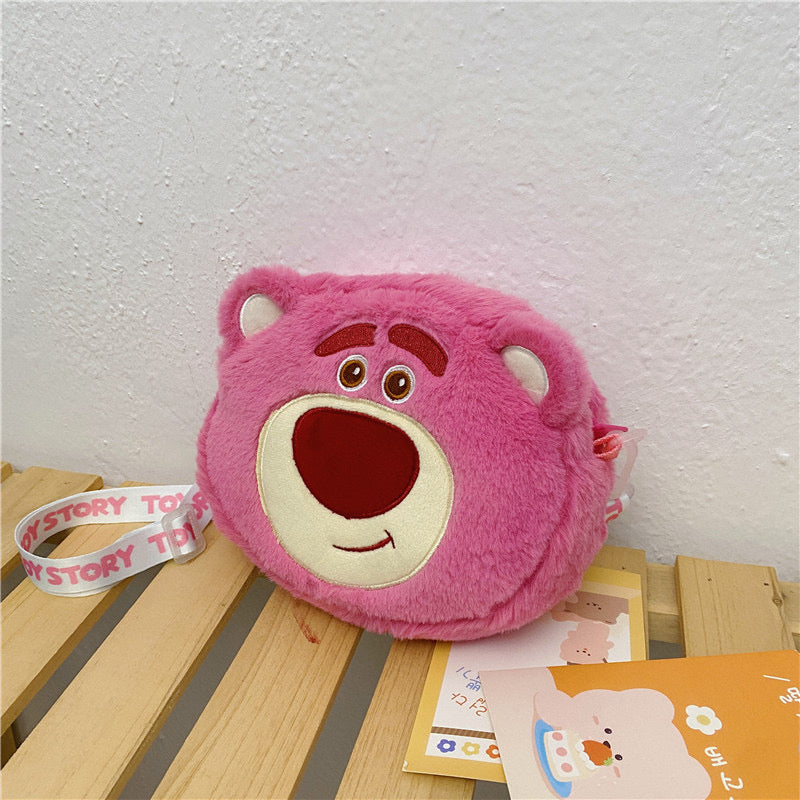 Strawberry Bear Plush Bag - Red